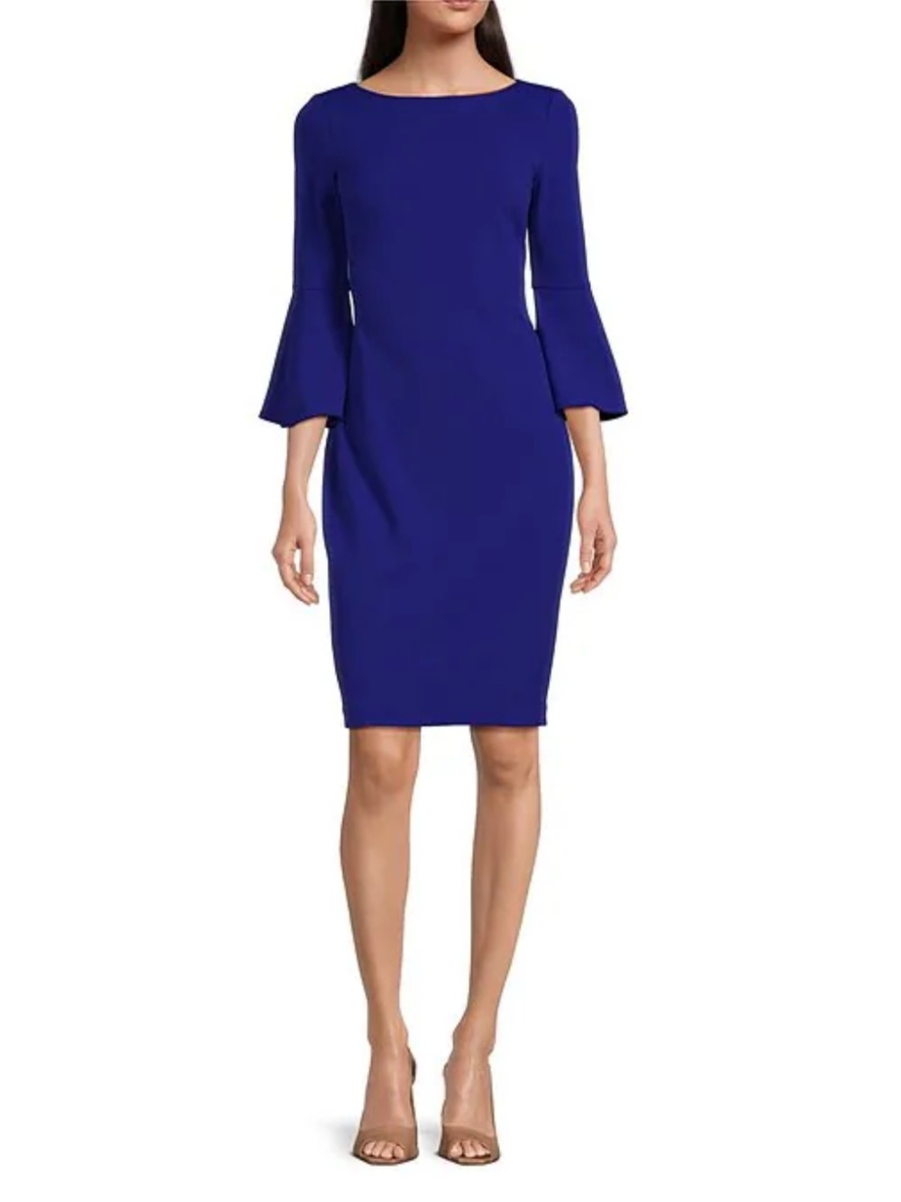 Calvin Klein Royal Blue  3/4 Bell-Sleeve Sheath Dress